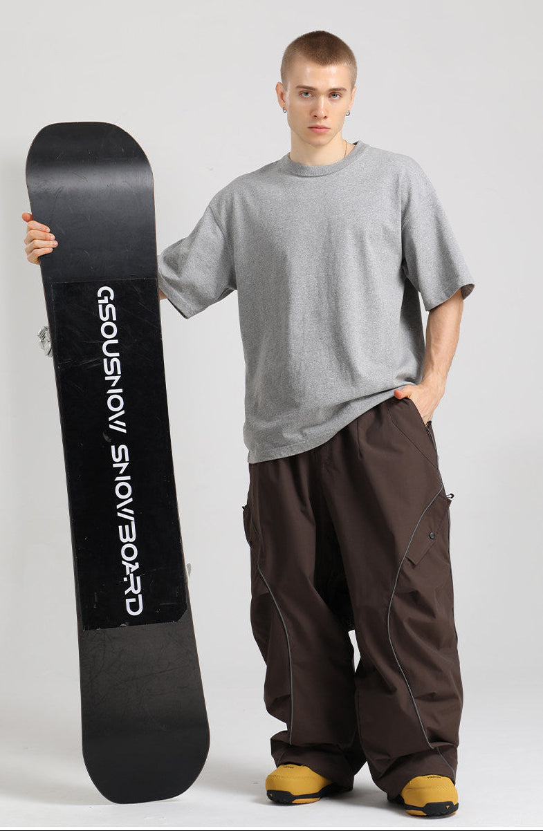 Retro Track Reflective Piping Baggy Snow Pants – Unisex | Gsou Snow