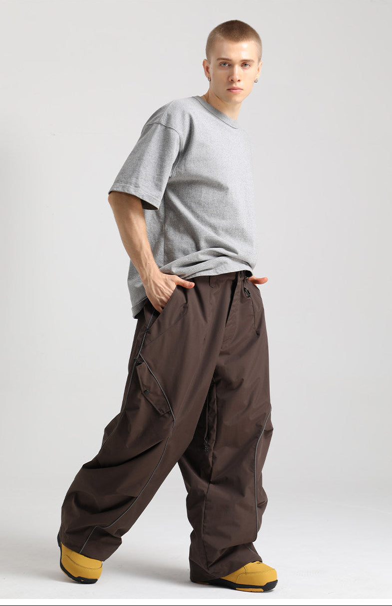 Retro Track Reflective Piping Baggy Snow Pants – Unisex | Gsou Snow