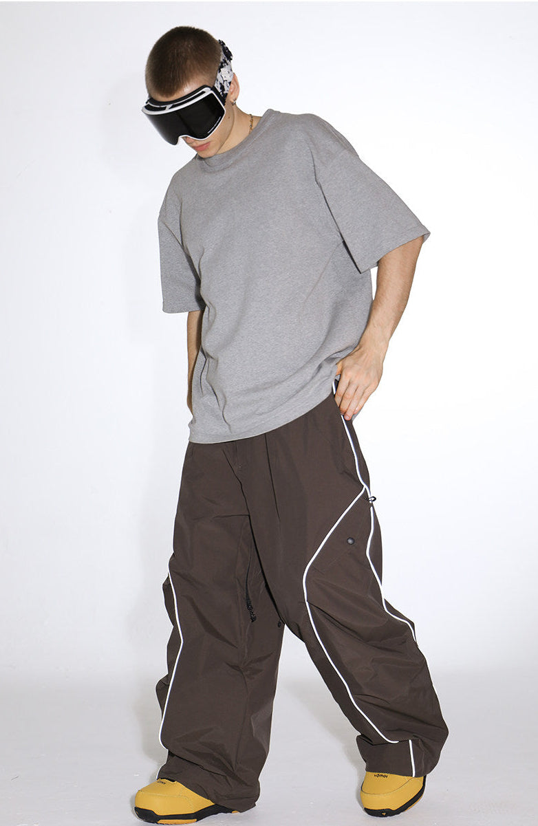 Retro Track Reflective Piping Baggy Snow Pants – Unisex | Gsou Snow