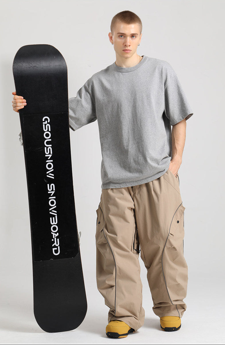 Retro Track Reflective Piping Baggy Snow Pants – Unisex | Gsou Snow