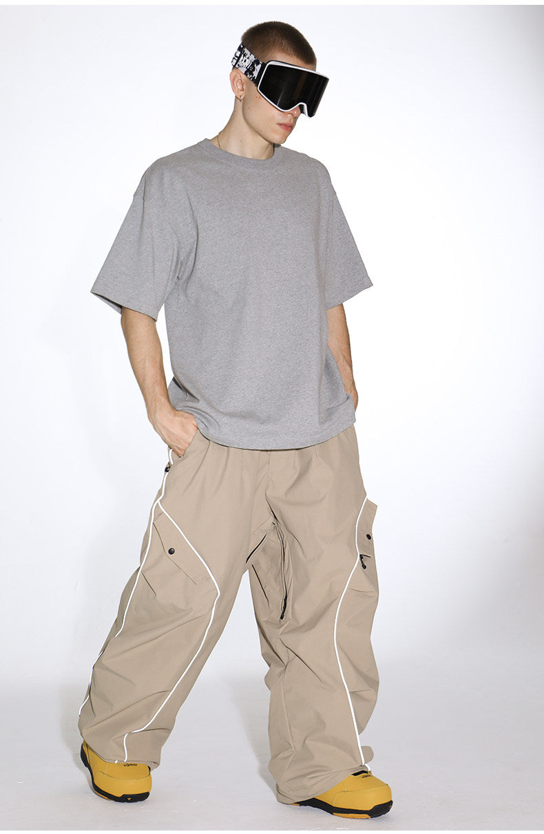 Retro Track Reflective Piping Baggy Snow Pants – Unisex | Gsou Snow