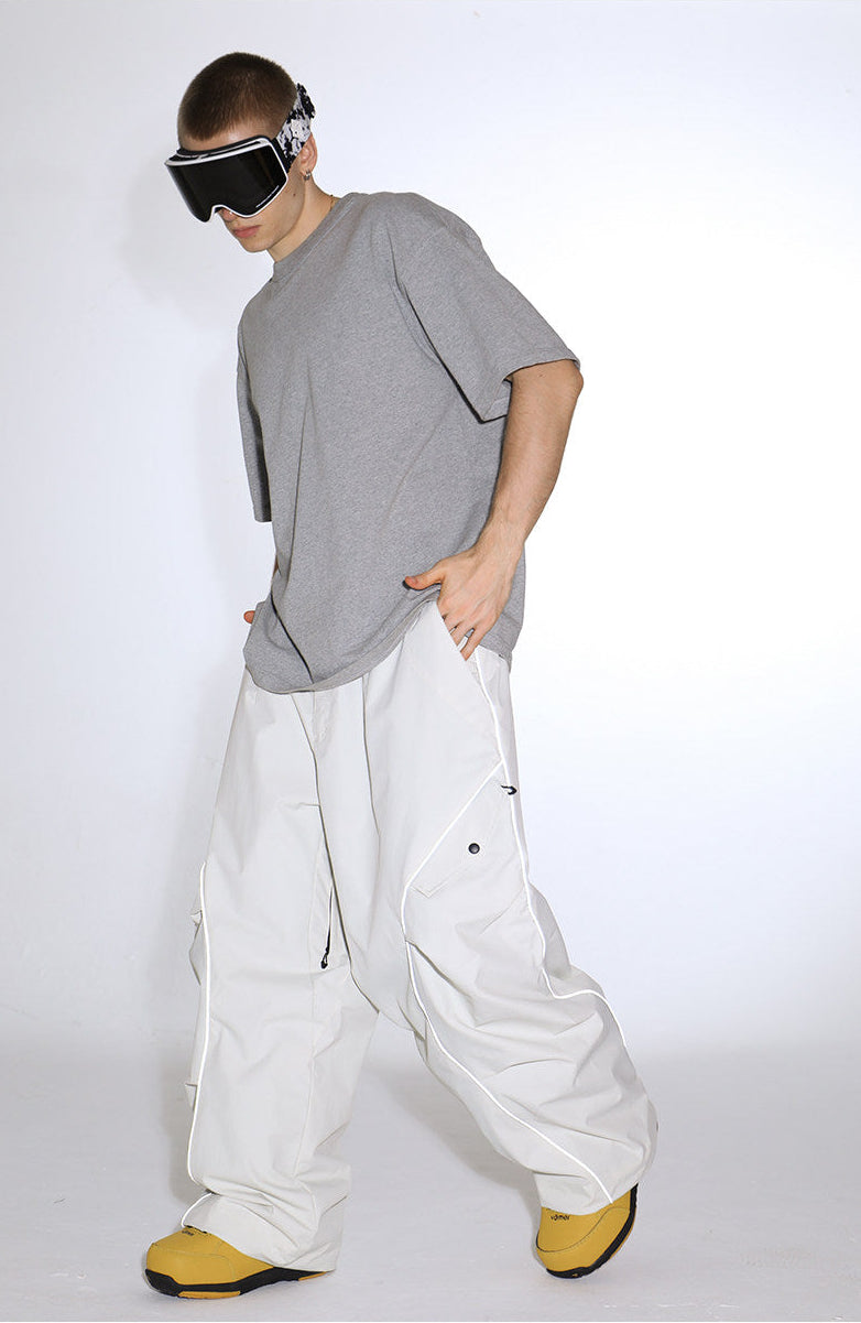 Retro Track Reflective Piping Baggy Snow Pants – Unisex | Gsou Snow