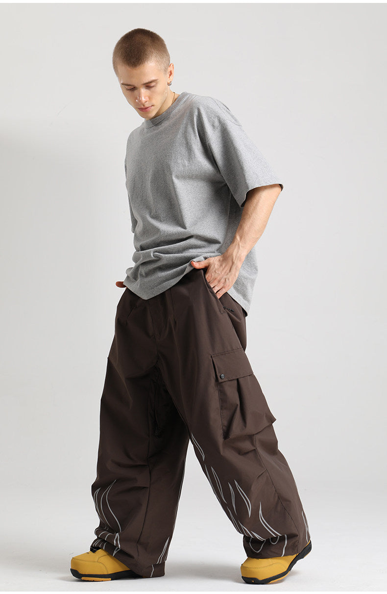 Reflective Flame Baggy Utility Snow Pants – Unisex | Gsou Snow