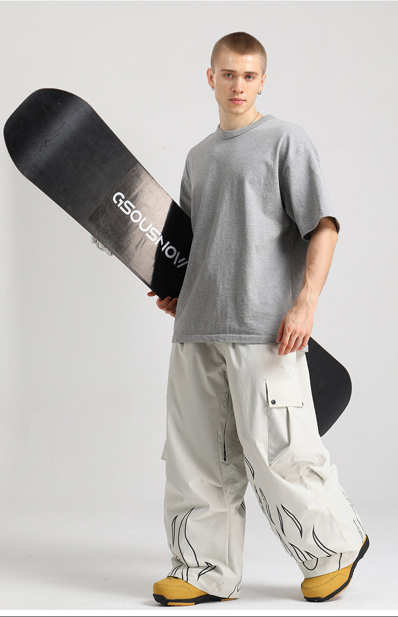 Reflective Flame Baggy Utility Snow Pants – Unisex | Gsou Snow