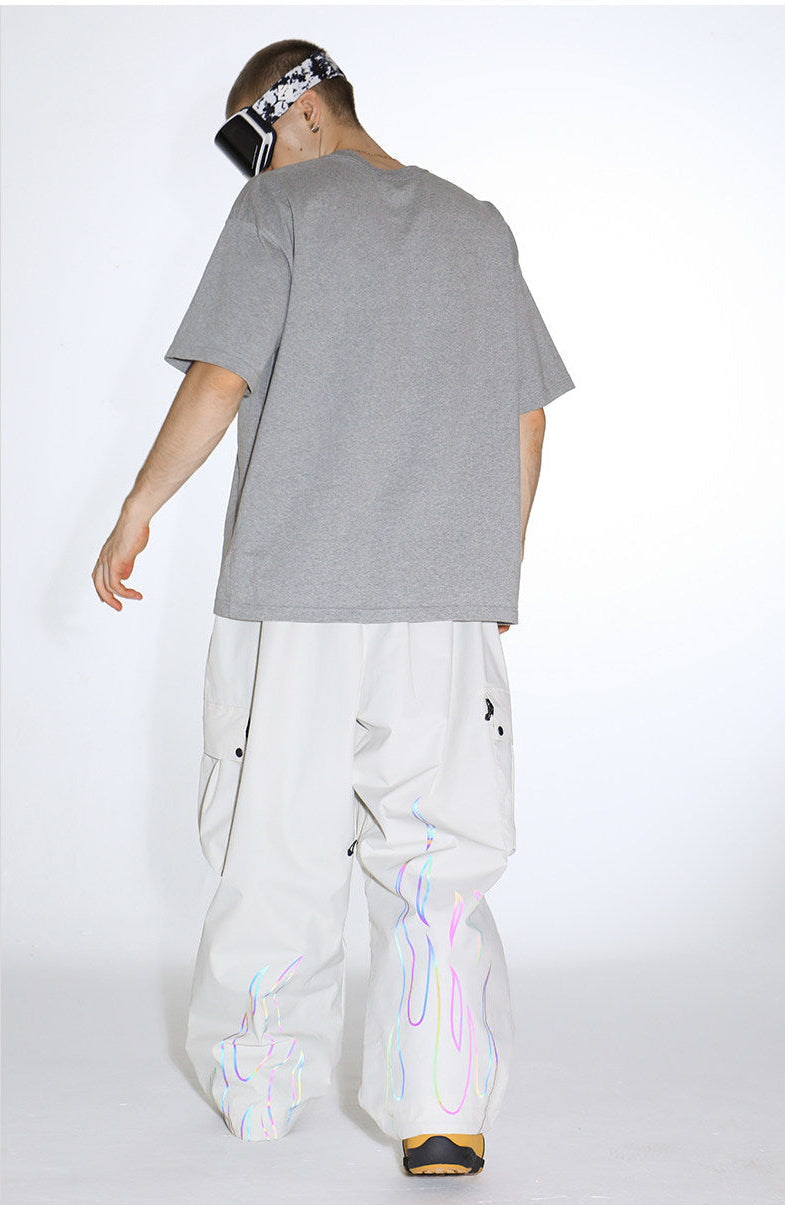 Reflective Flame Baggy Utility Snow Pants – Unisex | Gsou Snow