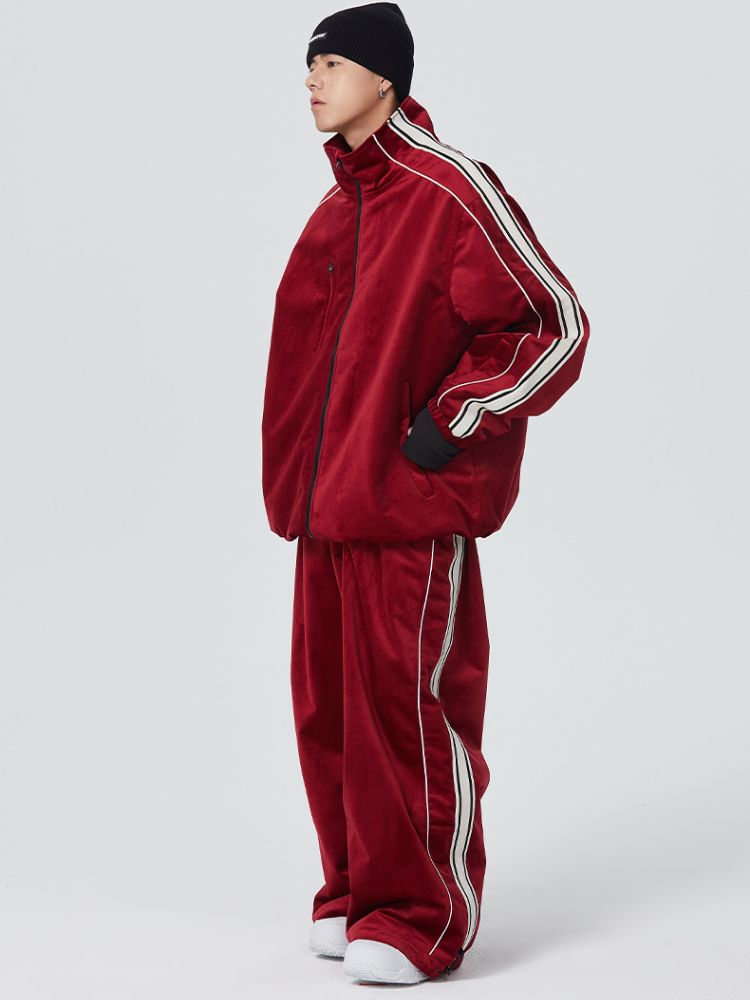 Side Stripe Velvet Baggy Shell Snow Suit - Men's | Searipe
