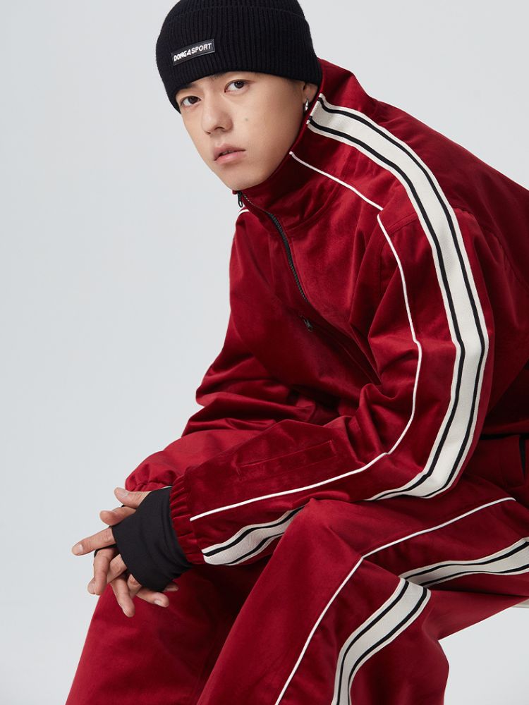 Side Stripe Velvet Baggy Shell Snow Suit - Men's | Searipe