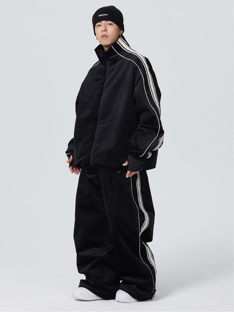 Side Stripe Velvet Baggy Shell Snow Suit - Men's | Searipe