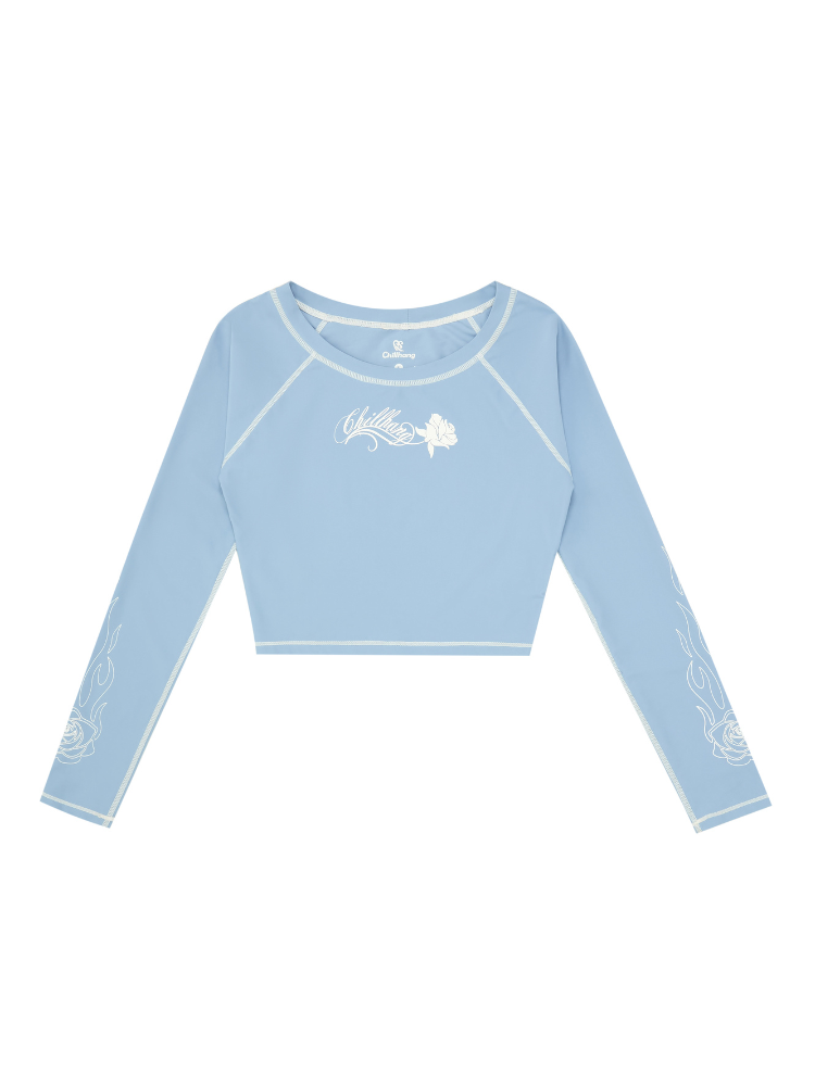 UPF50+ Stretch Cropped Flame Rash Guard – Women's | ChillHang