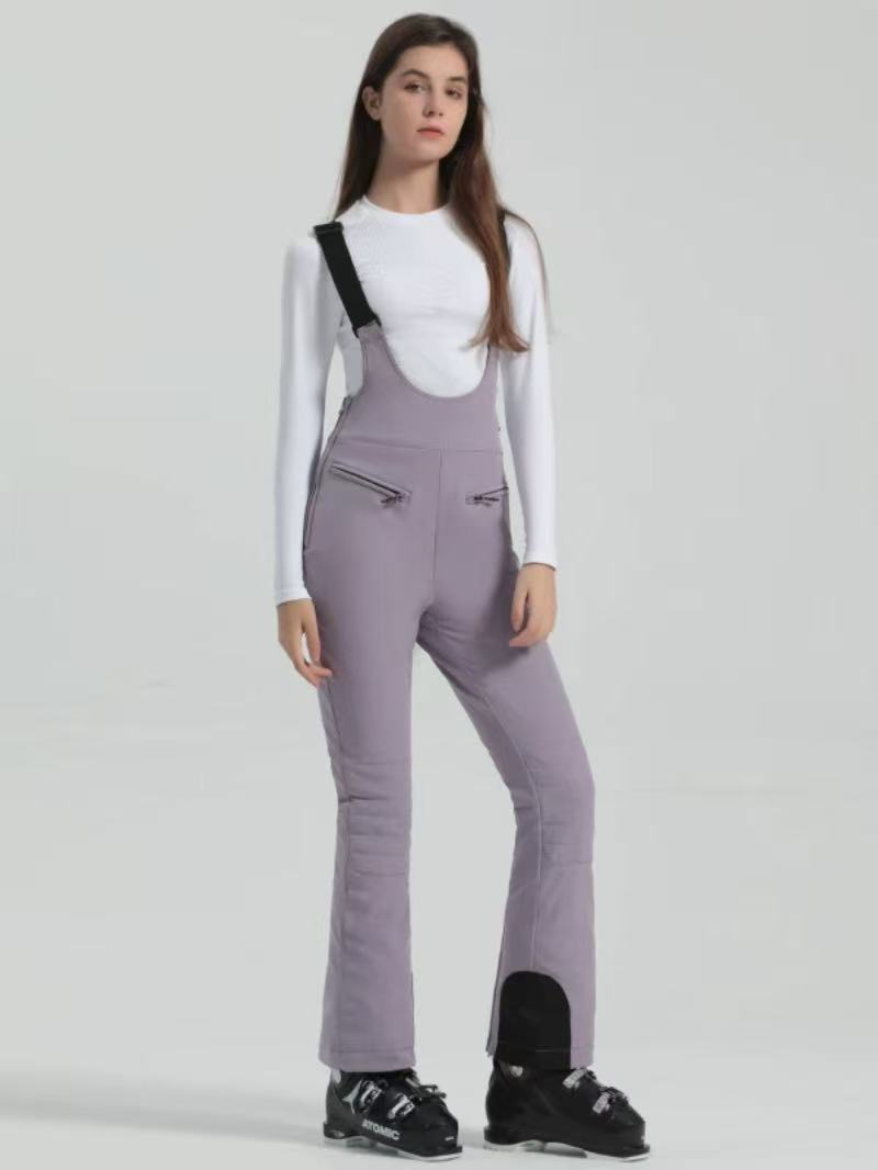 High Rise Flare Snow Bib Pants - Women's | Gsou Snow