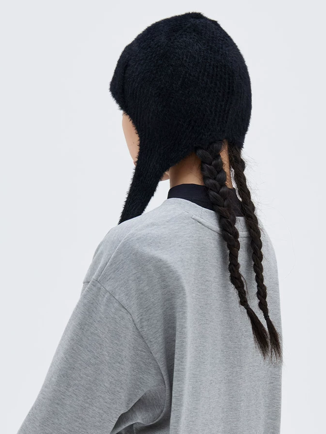 Fuzzy Long Earflap Knit Beanie – Unisex | GAINAX