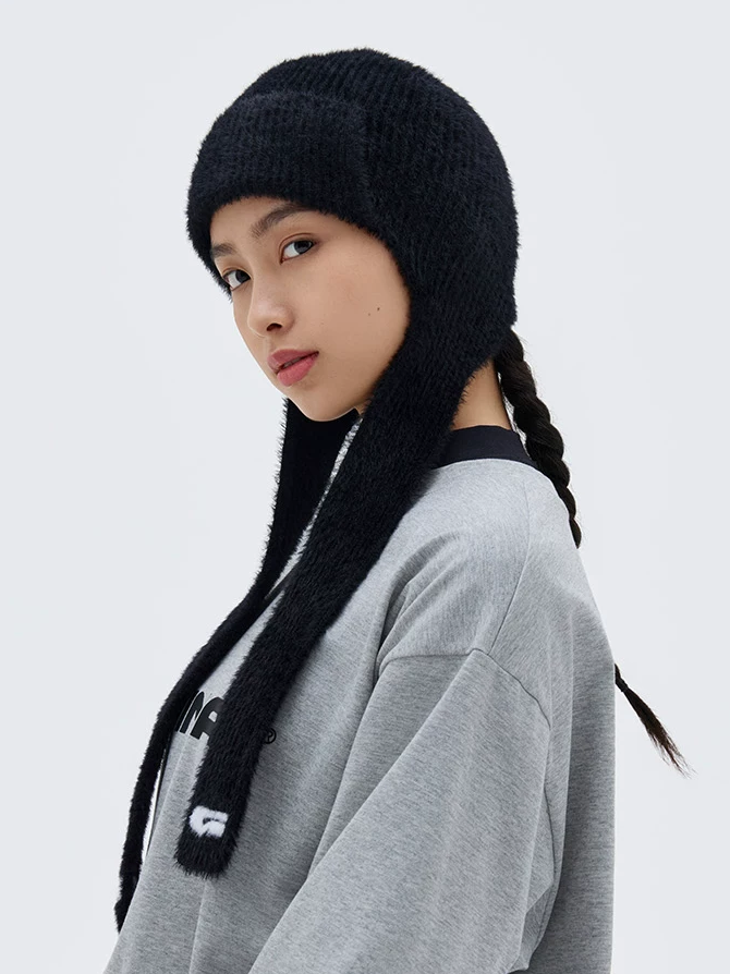 Fuzzy Long Earflap Knit Beanie – Unisex | GAINAX