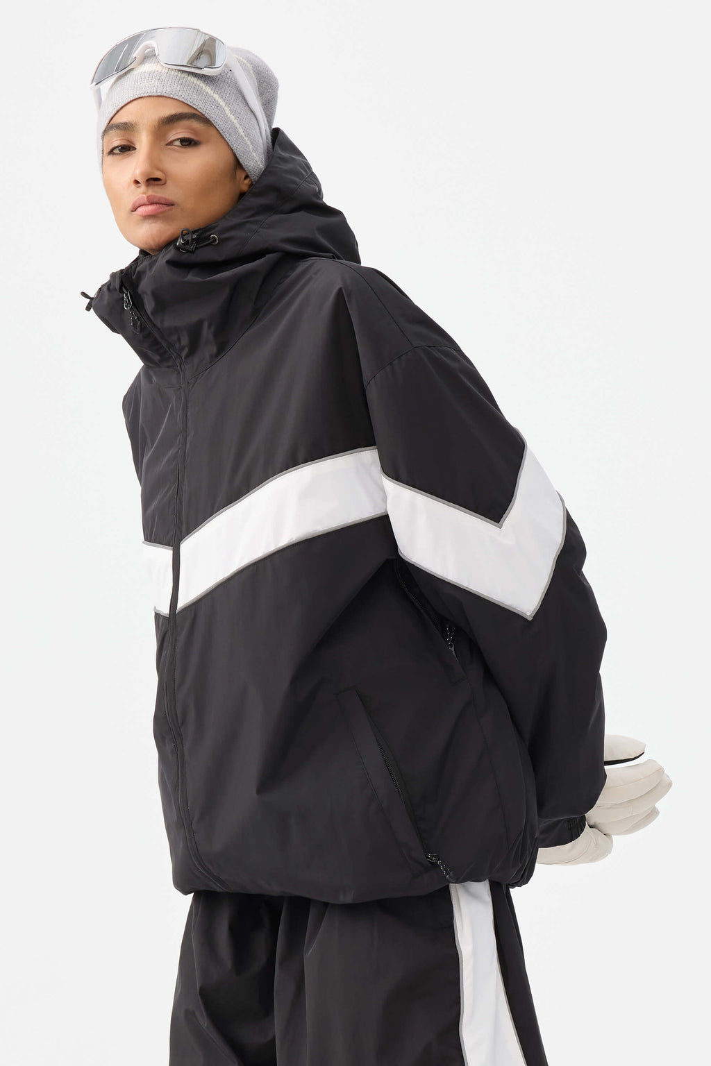Retro Track Chevron Stripe Snow Jacket – Unisex | Gsou Snow