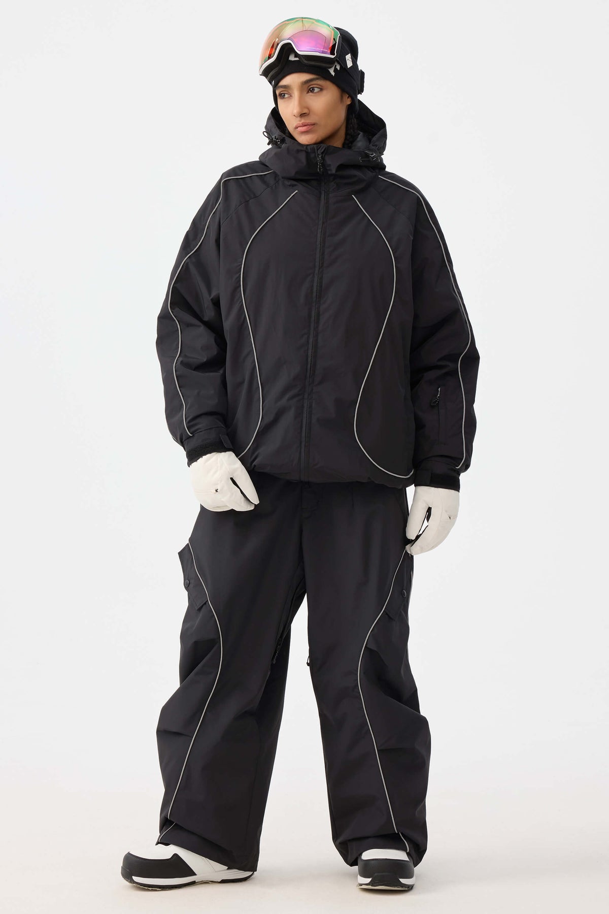 Retro Track Reflective Piping Baggy Snow Pants – Unisex | Gsou Snow