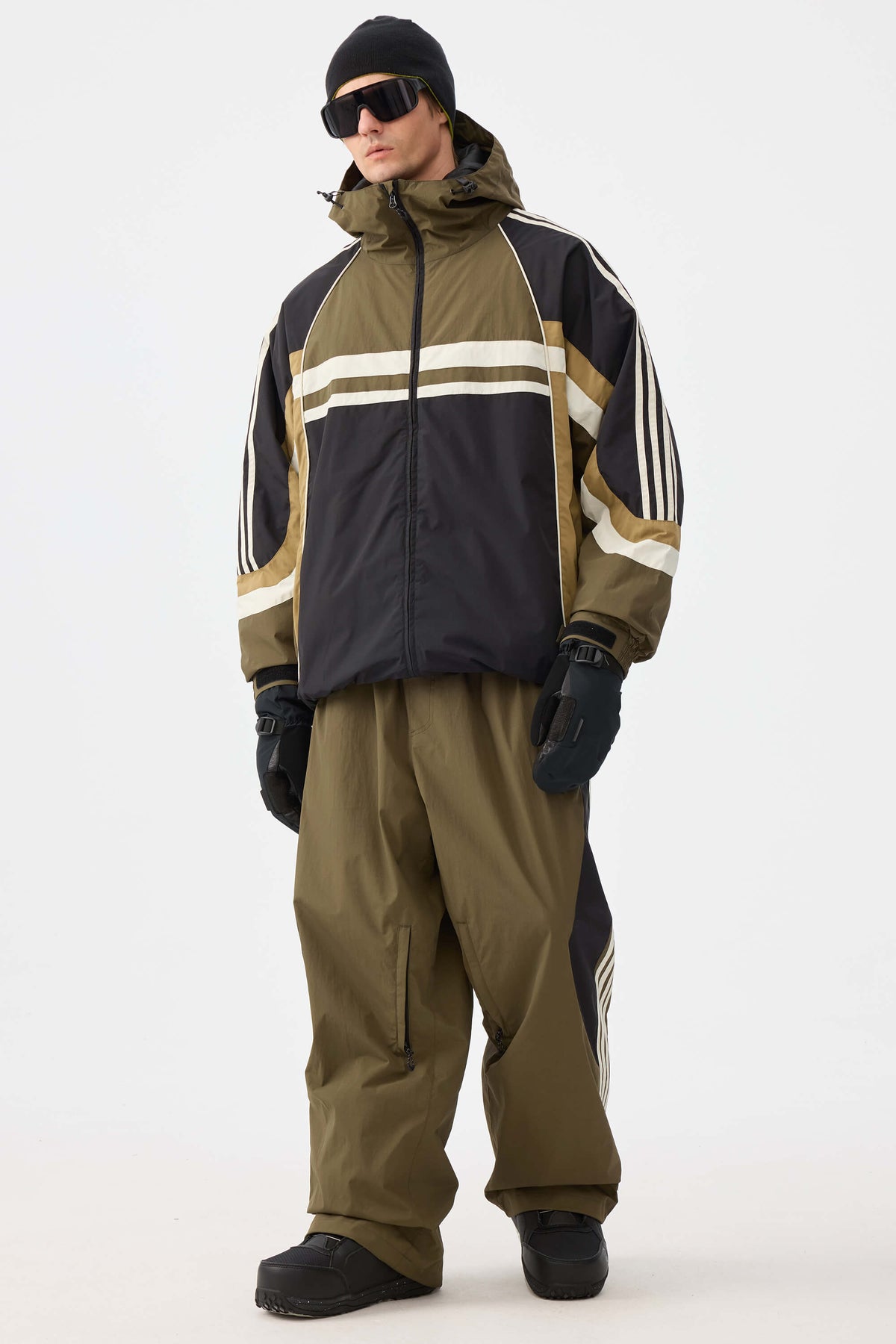 Retro Sporty Stripes Trim Colorblock Snow Jacket – Unisex | Gsou Snow