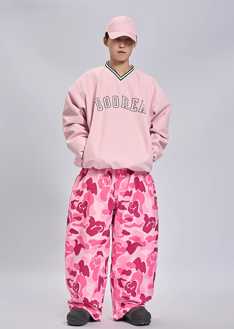 20K Waterproof 3-Layer Insulated Pink Camo Snowboard Pants – Unisex | Doorek