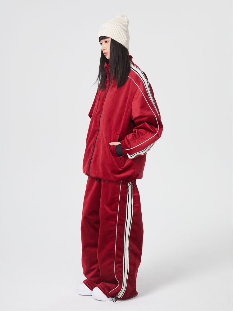 Side Stripe Velvet Baggy Shell Snow Suit - Women's | Searipe